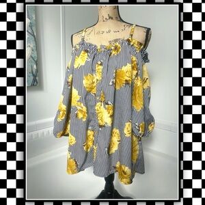 NEW GLORY Floral Cold Shoulder Women's Top #NG23pl